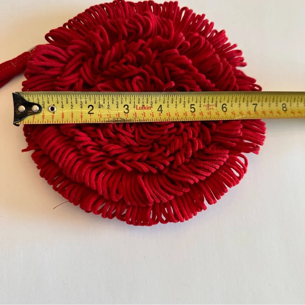 WICKED Poppy Vintage OOAK Round Red Boho Wristlet
